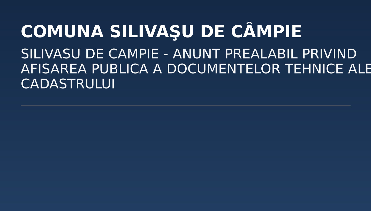 SILIVASU DE CAMPIE – ANUNT PREALABIL PRIVIND AFISAREA PUBLICA A DOCUMENTELOR TEHNICE ALE CADASTRULUI