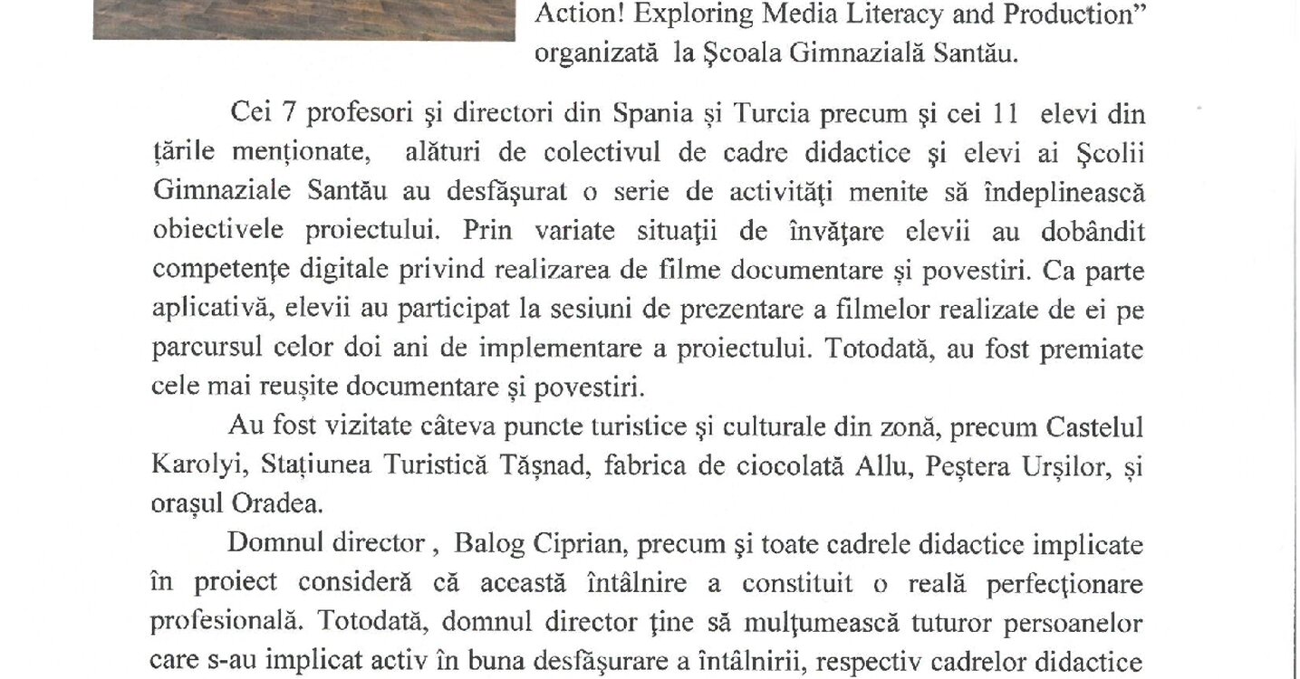 VIZITĂ ERASMUS+ LA ŞCOALA GIMNAZIALĂ SANTĂU