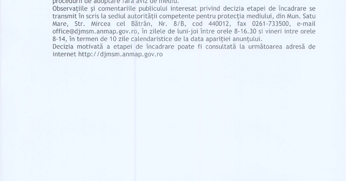 ANUNȚ – U.P. I Parohii Bixad
