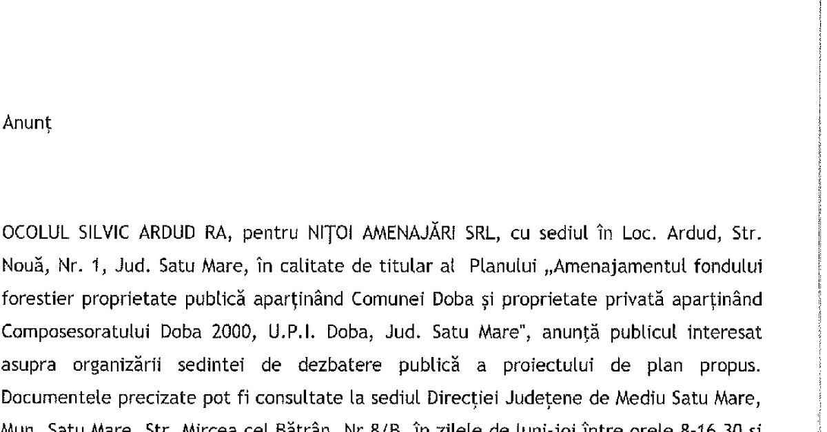 Anunț – up I Doba