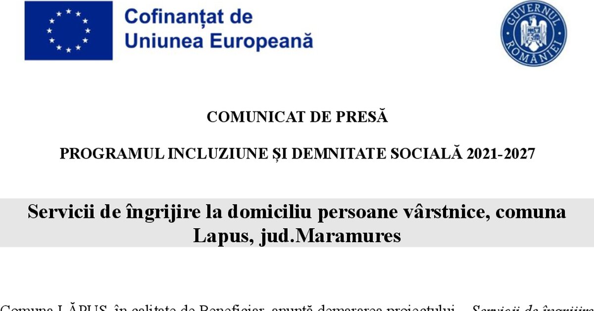 ANUNT DEMARARE PROIECT