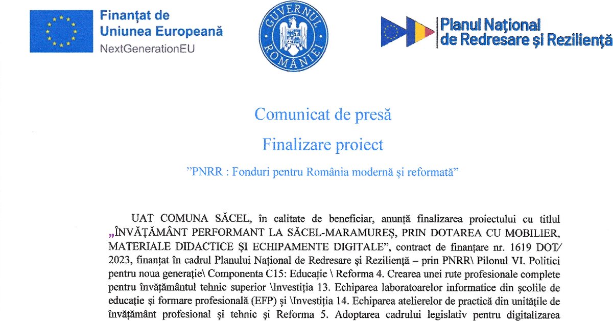 Finalizare proiect PNRR