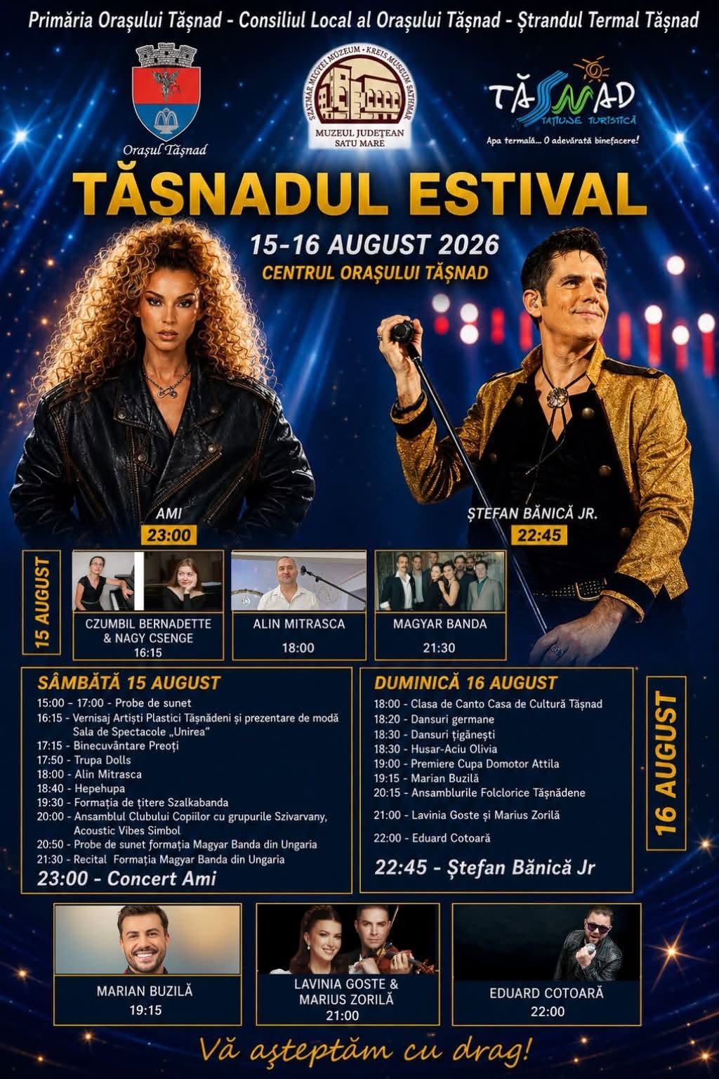 Tășnadul Estival 2026 transformă centrul orașului într-o scenă a muzicii și tradițiilor: muzică pentru toate gusturile și spectacole pentru întreaga familie!