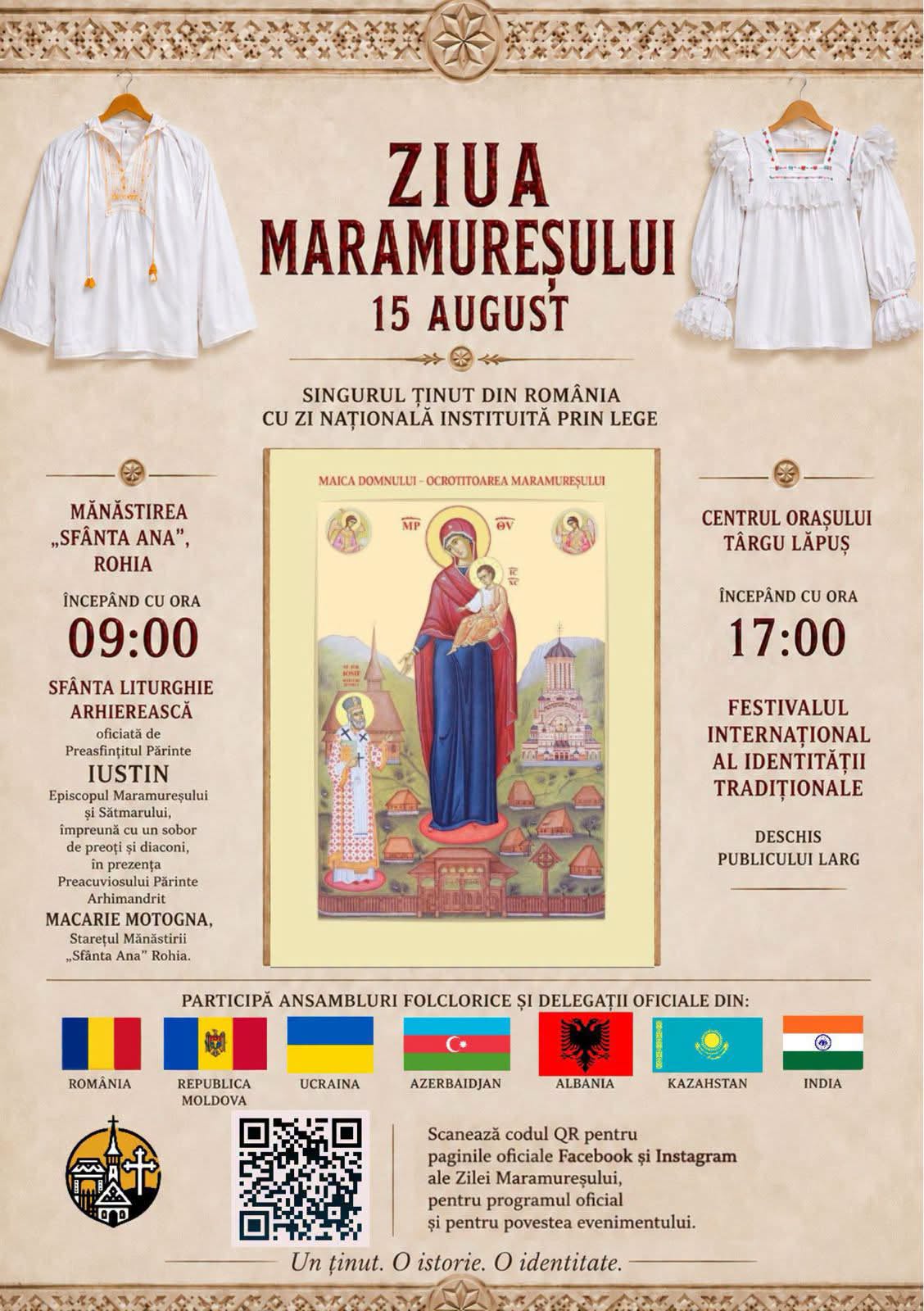 15 august, zi de sărbătoare pentru Maramureș: tradițiile, credința și portul popular, în centrul manifestărilor de la Rohia și Târgu Lăpuș!