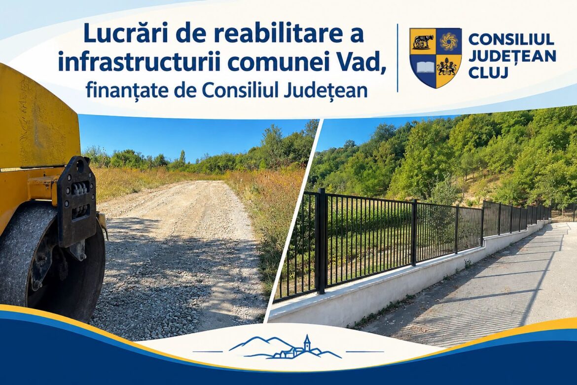 Investiții în infrastructura comunei Vad: drumuri refăcute și măsuri pentru siguranța elevilor, cu sprijinul Consiliului Județean Cluj!