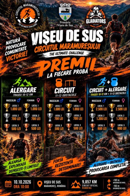 Vișeu de Sus găzduiește „Circuitul Maramureșului – The Ultimate Challenge”: alergare și obstacole pentru iubitorii sportului!