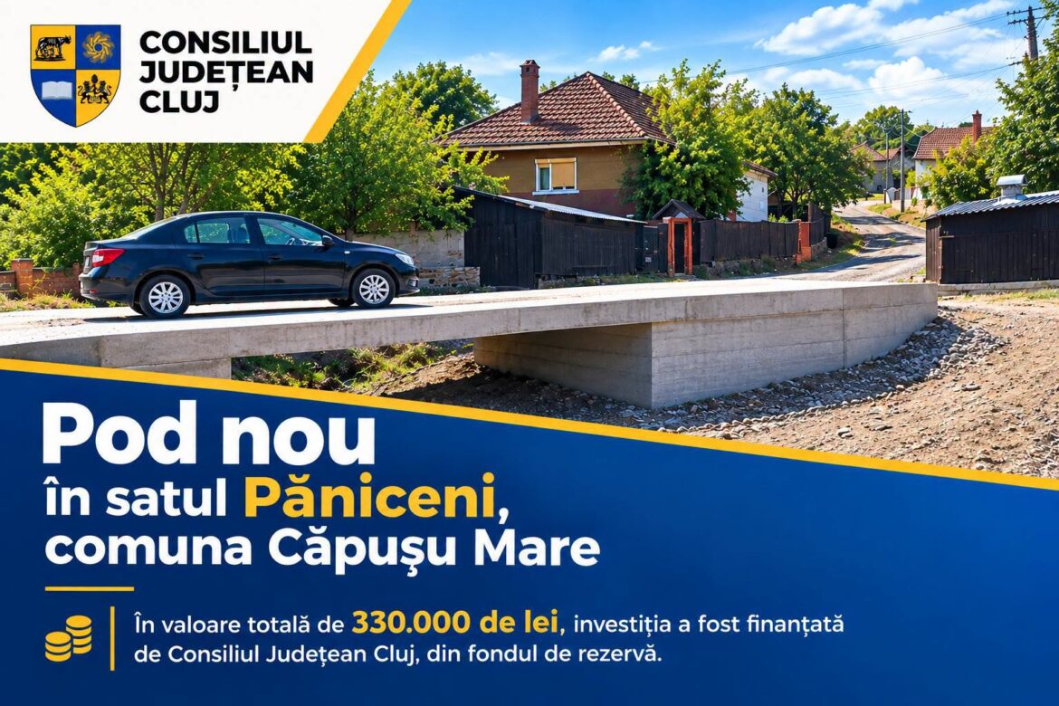 Pod nou în satul Păniceni, comuna Căpușu Mare: investiție de 330.000 de lei, finanțată de Consiliul Județean Cluj!